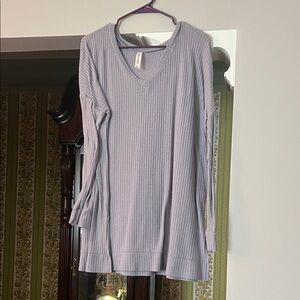 Women's V-Neck Ribbed Top - Lavender
